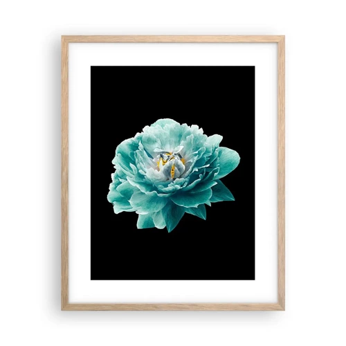 Poster in light oak frame - Blue and Gold Petals - 40x50 cm