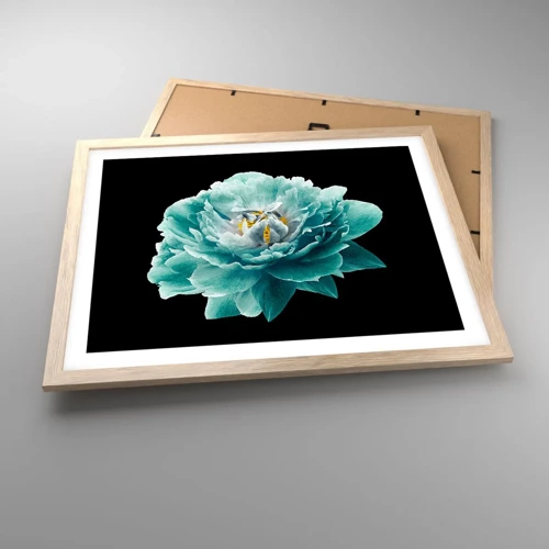 Poster in light oak frame - Blue and Gold Petals - 50x40 cm