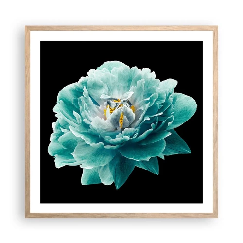 Poster in light oak frame - Blue and Gold Petals - 60x60 cm