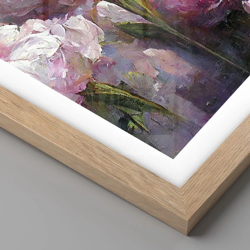 Poster in light oak frame - Bouquet Bubbling with Life - 70x100 cm