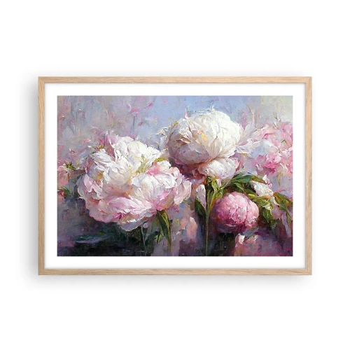 Poster in light oak frame - Bouquet Bubbling with Life - 70x50 cm