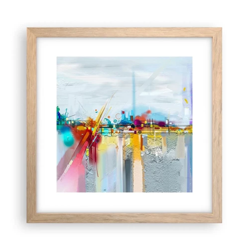 Poster in light oak frame - Bridge of Joy over the River of Life - 30x30 cm