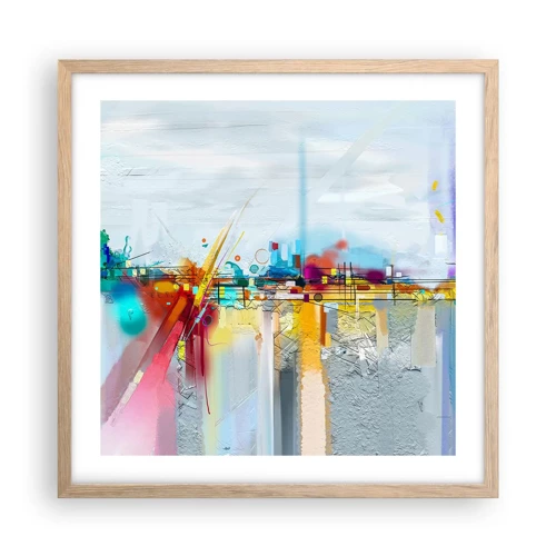 Poster in light oak frame - Bridge of Joy over the River of Life - 50x50 cm