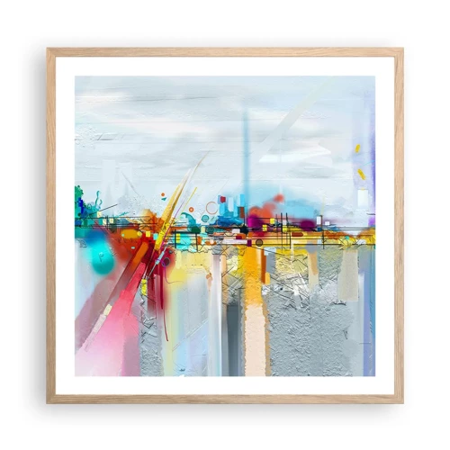 Poster in light oak frame - Bridge of Joy over the River of Life - 60x60 cm