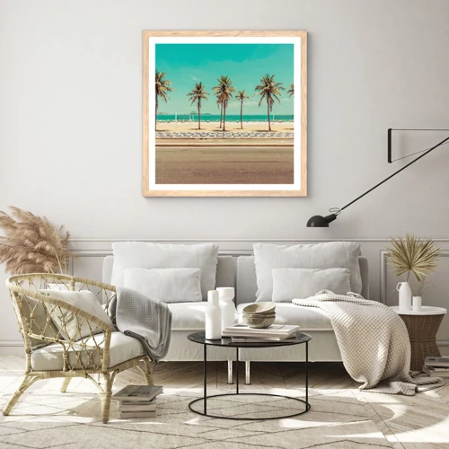 Poster in light oak frame - By the Beach - 30x30 cm