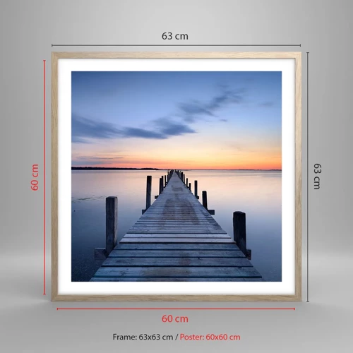 Poster in light oak frame - Calm of a Quiet Dusk - 60x60 cm