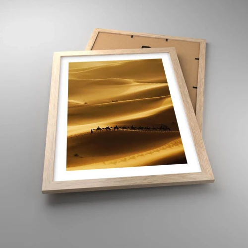 Poster in light oak frame - Caravan on the Waves of a Desert - 30x40 cm