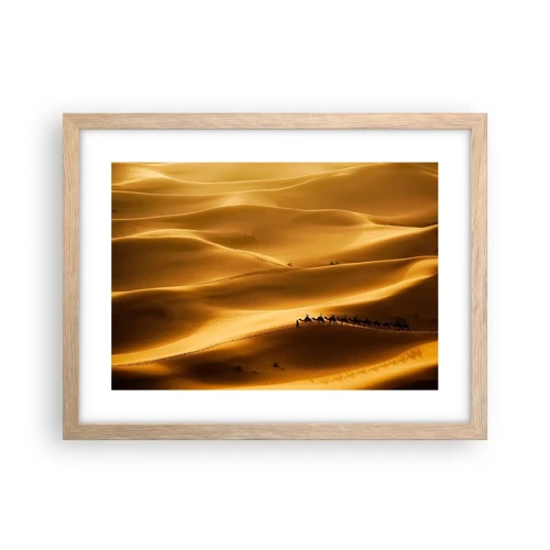 Poster in light oak frame - Caravan on the Waves of a Desert - 40x30 cm