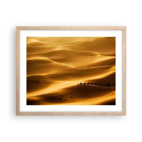 Poster in light oak frame - Caravan on the Waves of a Desert - 50x40 cm