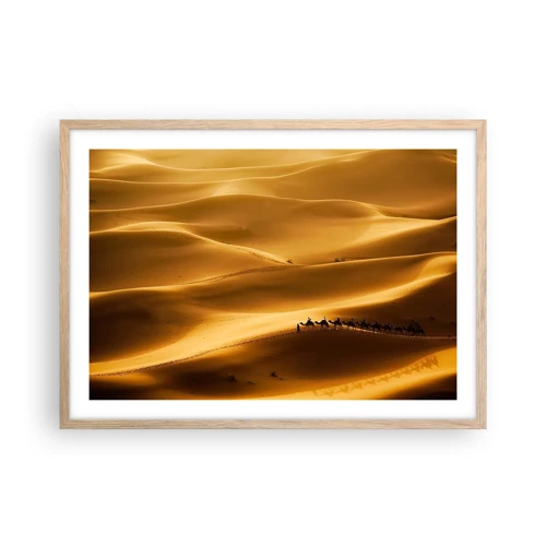 Poster in light oak frame - Caravan on the Waves of a Desert - 70x50 cm