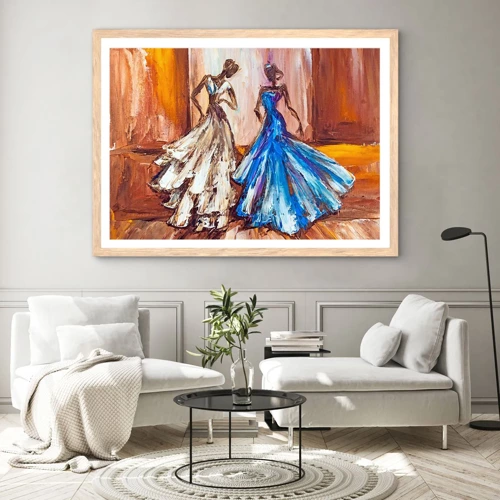 Poster in light oak frame - Charming Duo - 100x70 cm