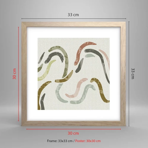 Poster in light oak frame - Cheerful Dance of Abstraction - 30x30 cm