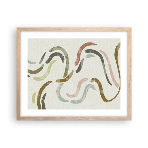 Poster in light oak frame - Cheerful Dance of Abstraction - 50x40 cm