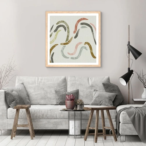 Poster in light oak frame - Cheerful Dance of Abstraction - 60x60 cm