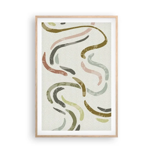 Poster in light oak frame - Cheerful Dance of Abstraction - 61x91 cm