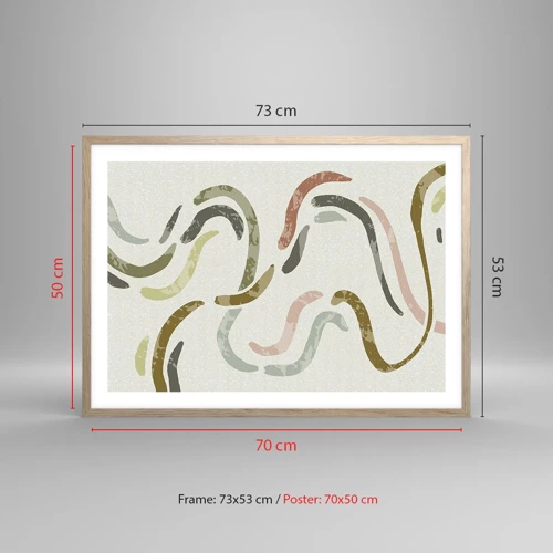 Poster in light oak frame - Cheerful Dance of Abstraction - 70x50 cm