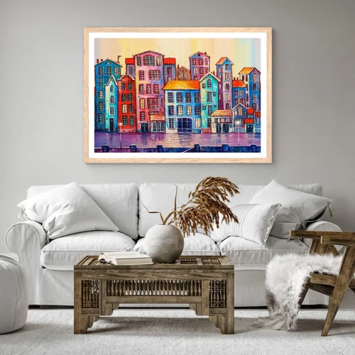 Poster in light oak frame - City Like From a Fairytale - 100x70 cm