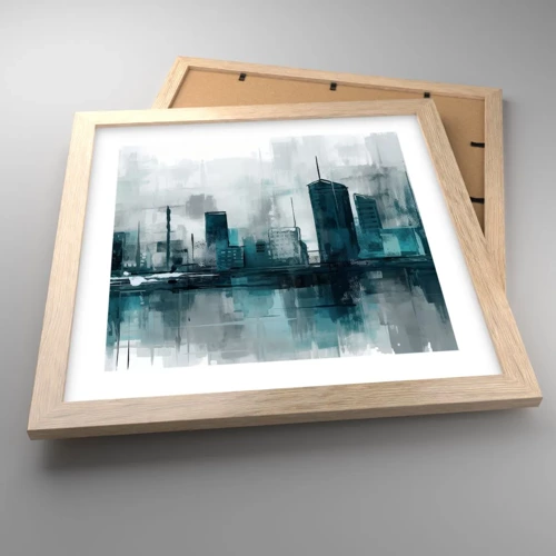 Poster in light oak frame - City in the Colour of Rain - 30x30 cm