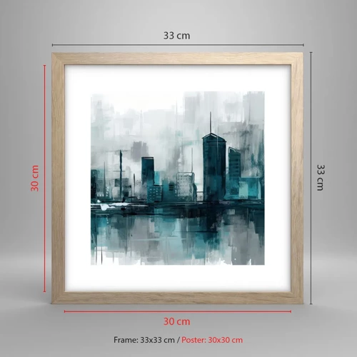 Poster in light oak frame - City in the Colour of Rain - 30x30 cm