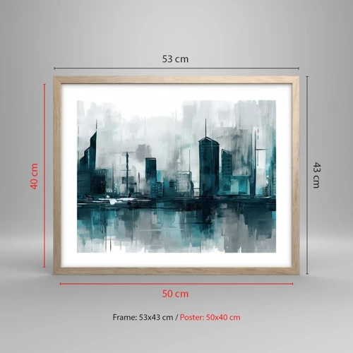 Poster in light oak frame - City in the Colour of Rain - 50x40 cm