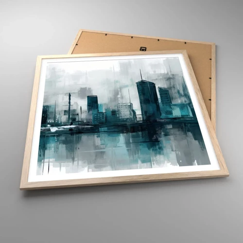 Poster in light oak frame - City in the Colour of Rain - 60x60 cm