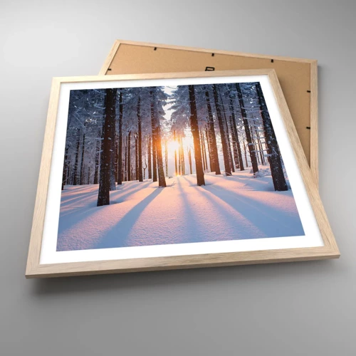 Poster in light oak frame - Clearly Black on White - 50x50 cm