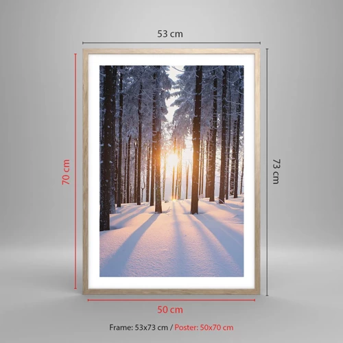 Poster in light oak frame - Clearly Black on White - 50x70 cm