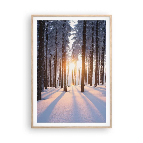 Poster in light oak frame - Clearly Black on White - 70x100 cm