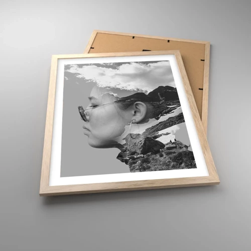 Poster in light oak frame - Cloudy Portrait - 40x50 cm