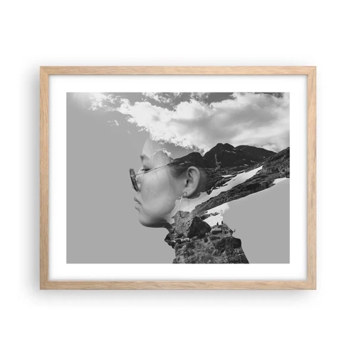 Poster in light oak frame - Cloudy Portrait - 50x40 cm
