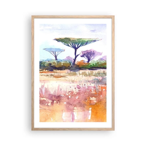 Poster in light oak frame - Colour of Savannah - 50x70 cm