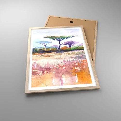 Poster in light oak frame - Colour of Savannah - 50x70 cm