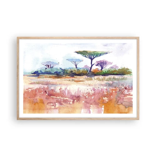 Poster in light oak frame - Colour of Savannah - 91x61 cm