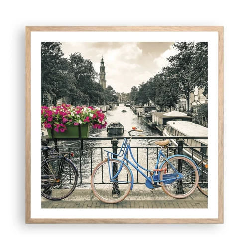 Poster in light oak frame - Colour of a Street in Amsterdam - 60x60 cm