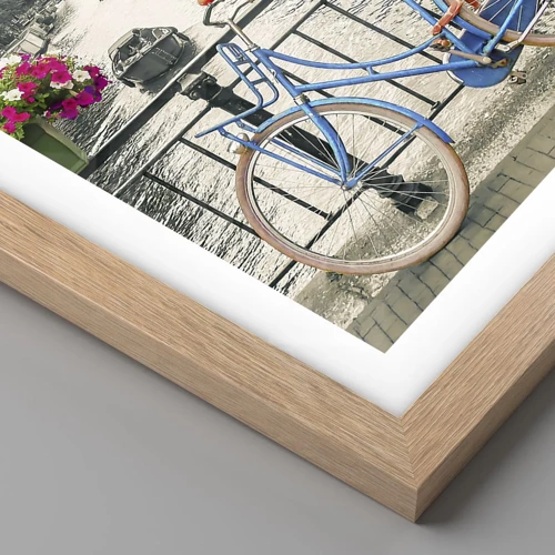 Poster in light oak frame - Colour of a Street in Amsterdam - 60x60 cm