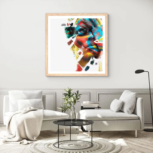 Poster in light oak frame - Colourful Personality - 30x30 cm