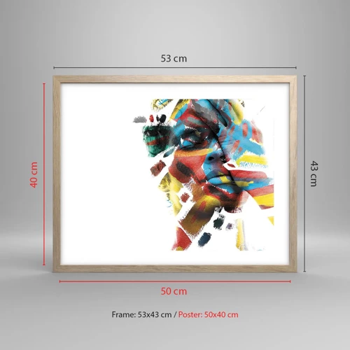 Poster in light oak frame - Colourful Personality - 50x40 cm