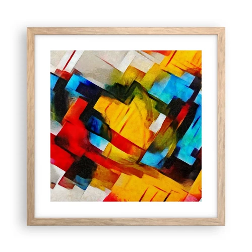 Poster in light oak frame - Colourful Quilt - 40x40 cm