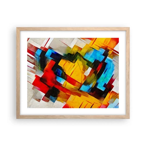 Poster in light oak frame - Colourful Quilt - 50x40 cm