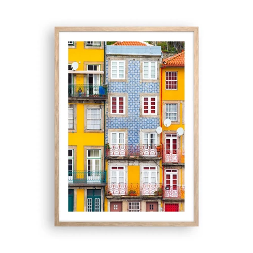 Poster in light oak frame - Colours of Old Town - 50x70 cm