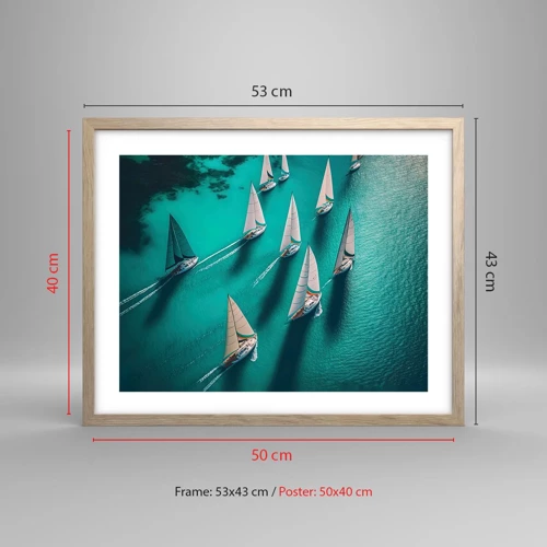 Poster in light oak frame - Competing with the Wind - 50x40 cm