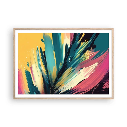 Poster in light oak frame - Composition -Explosion of Joy - 100x70 cm