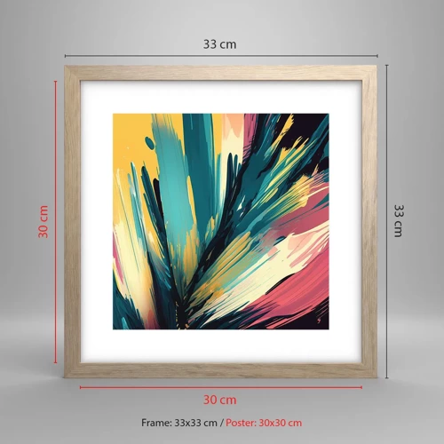 Poster in light oak frame - Composition -Explosion of Joy - 30x30 cm