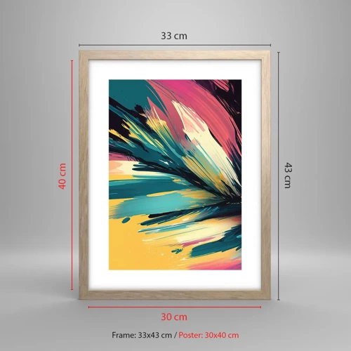 Poster in light oak frame - Composition -Explosion of Joy - 30x40 cm