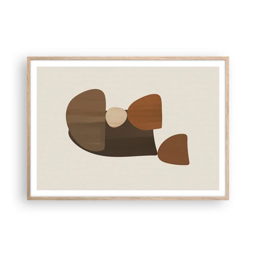 Poster in light oak frame - Composition in Brown - 100x70 cm