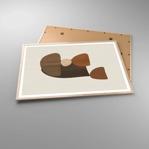 Poster in light oak frame - Composition in Brown - 100x70 cm