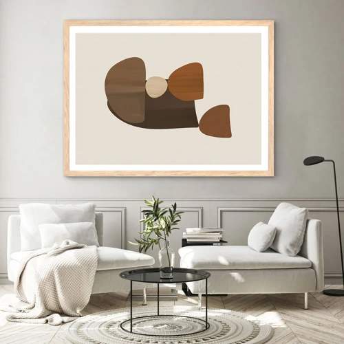 Poster in light oak frame - Composition in Brown - 100x70 cm