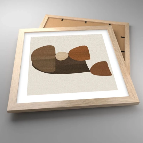 Poster in light oak frame - Composition in Brown - 30x30 cm