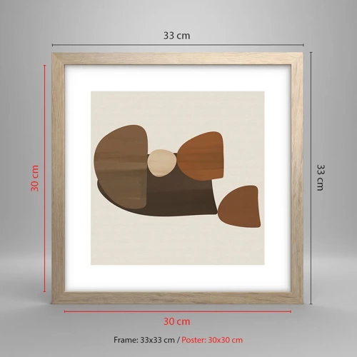 Poster in light oak frame - Composition in Brown - 30x30 cm
