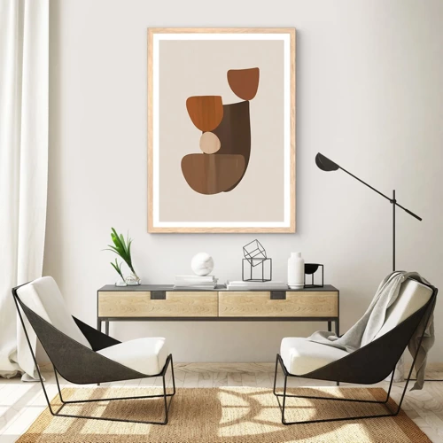 Poster in light oak frame - Composition in Brown - 30x40 cm